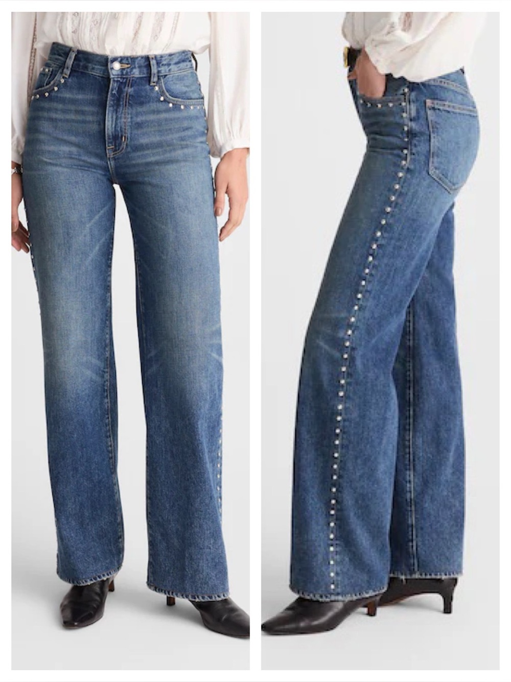 Madewell Perfect Vintage Wide Leg Jean Concho Wash Studded Denim NWT